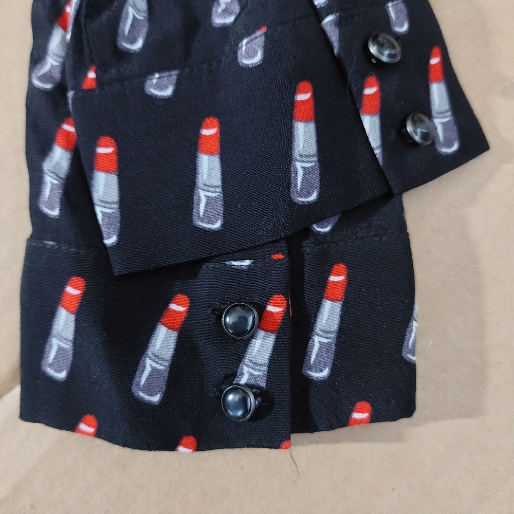 Forever 21 LIPSTICK Mini Dress White Collar Fit and Flare Button Cuffs NWT L - Picture 4 of 5